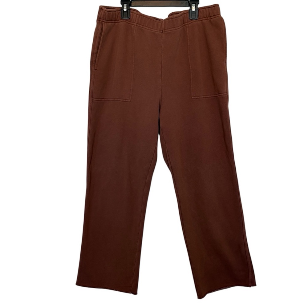 Aerie Cropped Brown Wide Leg Cozy Sweatpants Lounge Womens XL